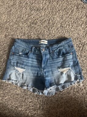 BKE Women's Blue Distressed Denim Shorts